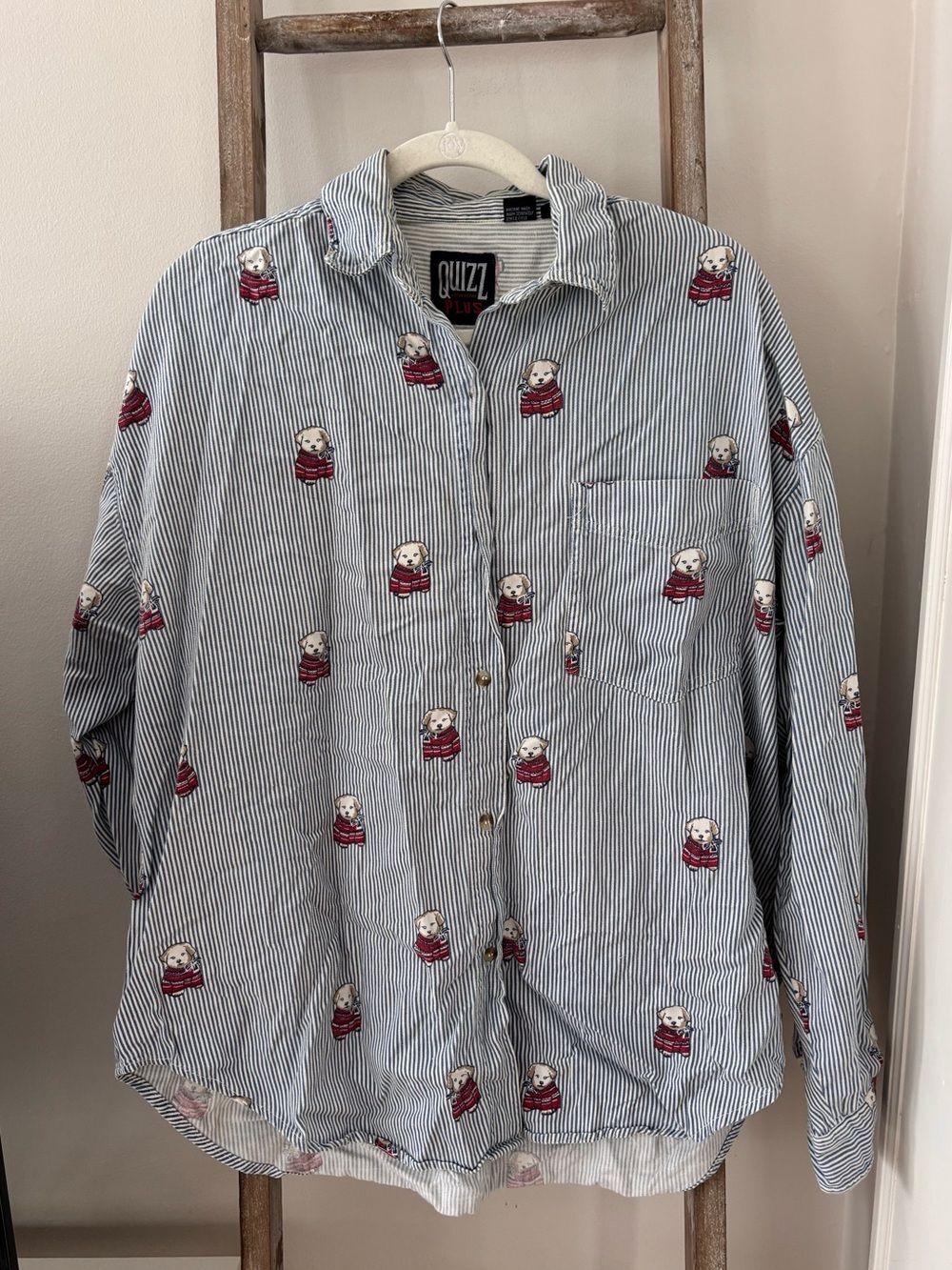 Vintage 90s Men’s Cotton Printed Dog Button Down